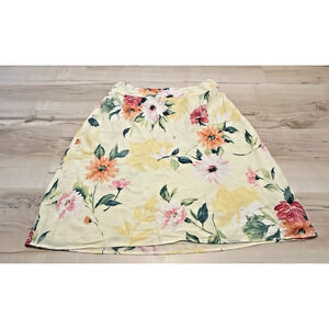 Talbots Women 10 Skirt 100% Silk A-Line Spring‎ Floral Yellow Vintage
